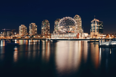 Vancouver city night view with buildings.の写真素材