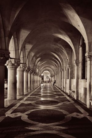Hallway at Doge's Palace in St Mark's Square, Venice, Italy.のeditorial素材