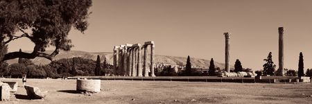 Temple of Zeus panorama in Athens, Greece.の写真素材