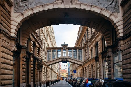 Street view with historical buildings in Prague Czech Republicのeditorial素材