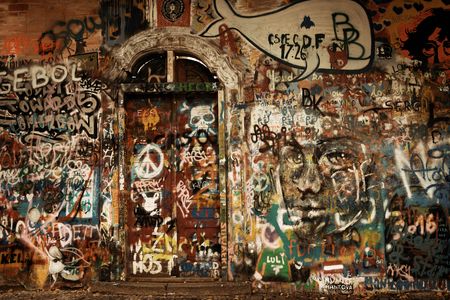 PRAGUE – OCT 8: Street view with Graffiti on October 8, 2016 in Prague, Czech Republic. Prague is...