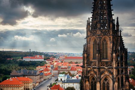 Prague Castle with Saint Vitus Cathedral in Czech Republic.のeditorial素材