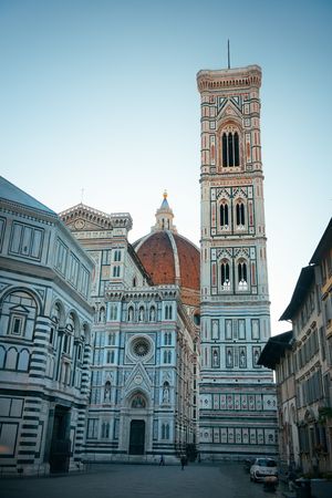 Duomo Santa Maria Del Fiore in Florence Italy closeup street view.の写真素材