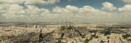 Paris rooftop view panorama with Eiffel Tower and city skyline.のeditorial素材