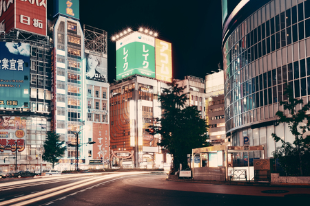 TOKYO, JAPAN - MAY 13: Street view at night on May 13, 2013 in Tokyo. Tokyo is the capital of Japan and the most populous metropolitan area in the worldのeditorial素材