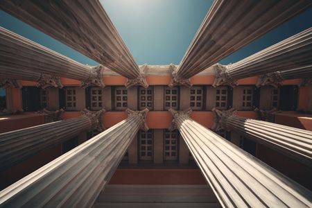 A closeup view of architecture in Athens, Greece.のeditorial素材
