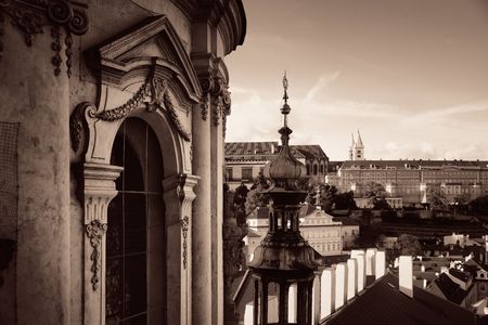 Prague skyline rooftop view with historical buildings in Czech Republic.の写真素材