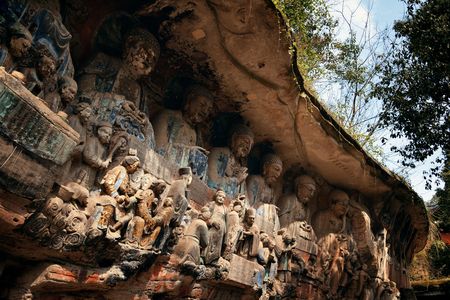 Dazu Rock Carvings   located in suburb Chongqing, Chinaのeditorial素材