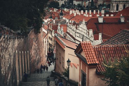 PRAGUE â OCT 8: Street view on October 8, 2016 in Prague, Czech Republic. Prague is the capital and largest city in Czech Republic with rich culture and history.のeditorial素材