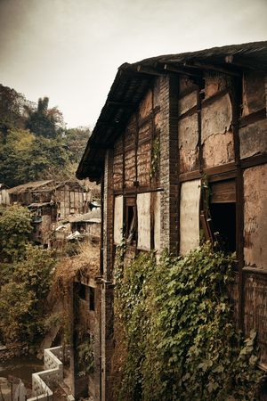 Old building closeup in Xiahao Old street in Chongqing, China.