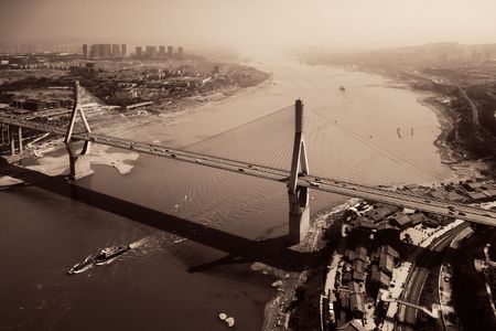 Masangxi Bridge and city urban architecture in Chongqing, China.