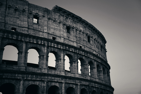 Colosseum is the symbolic architecture of Rome and Italy in monochrome