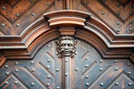 Wood door abstract patterns in Prague Czech Republicの写真素材