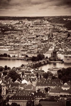 Prague skyline rooftop view with historical buildings in Czech Republic.の写真素材