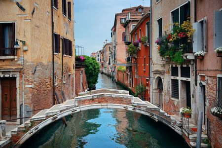 Bridge in Venice canal. Italy.の写真素材