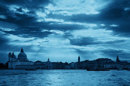 Venice  Church Santa Maria della Salute and canal in Italy.の写真素材