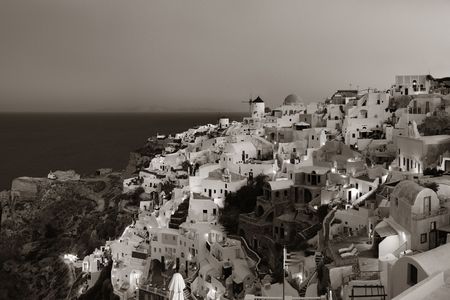 Santorini skyline with buildings in Greece.の写真素材