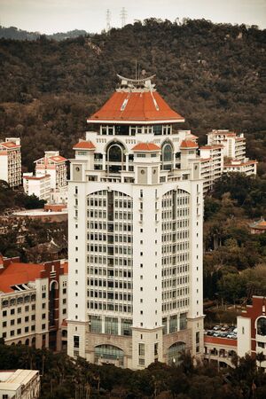Xiamen University architecture aerial view in Fujian, China.