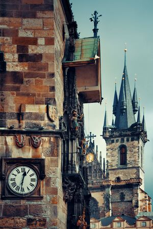 Church of Our Lady before TÃ½n in Old Town Square in Prague Czech Republicの写真素材