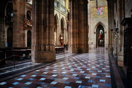 Interior view of St. Vitus Cathedral in Prague Castle Czech Republicのeditorial素材