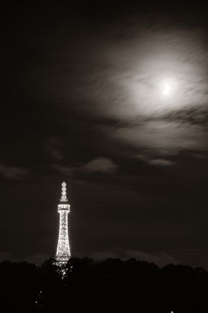 PRAGUE â€“ OCT 8: Radio Tower and Moon on October 8, 2016 in Prague, Czech Republic. Prague is...