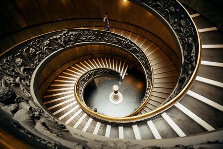 Spiral staircase in Vatican Museum.の写真素材