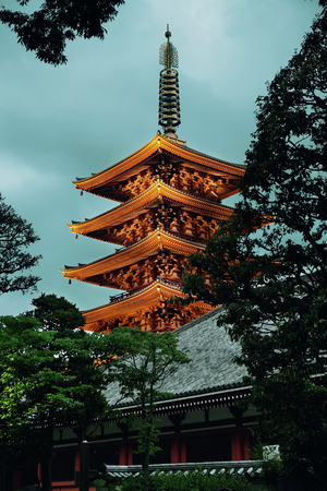 Sensoji Temple in Tokyo Japan at night.のeditorial素材