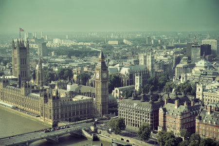 London Westminster rooftop view panorama with urban architectures.
