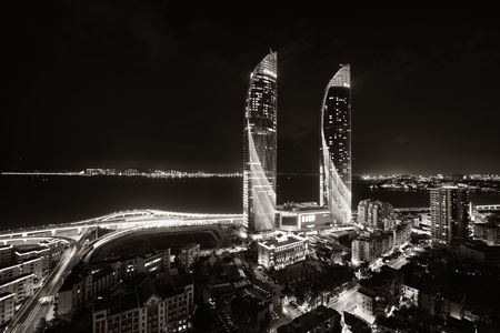 XIAMEN, CHINA â FEB 16: Shimao Twin Tower rooftop view at night on February 26, 2018 in Xiamen. Xiamen was ranked as China's 2nd-"most suitable city for living"のeditorial素材