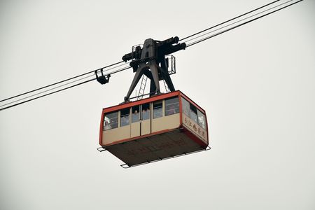CHONGQING, CHINA â€“ MARCH 13: Cable car closeup view on March 13, 2018 in Chongqing. With 17M...