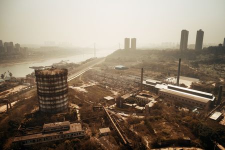 CHONGQING, CHINA â MARCH 13: Chongqing Iron & Steel Co. old site aerial view on March 13, 2018 in Chongqing. It is now an Industrial Museum and the symbolic site of the steel industry in Chongqing.のeditorial素材