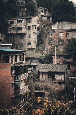 Xiahao Old street in Chongqing, China.の写真素材