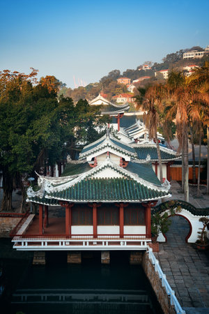 Shu Zhuang Garden with traditional Chinese architecture in Gulangyu, Xiamen, Fujian, China.の写真素材