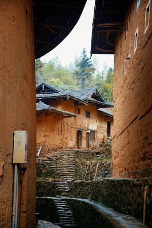 Traditional Tulou building is the unique dwellings of Hakka in Fujian, China.の写真素材