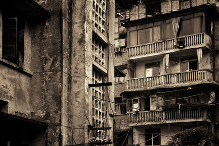 Balcony closeup in Xiahao Old street in Chongqing, China.の写真素材