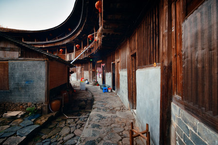 Traditional Tulou building is the unique dwellings of Hakka in Fujian, China.の写真素材
