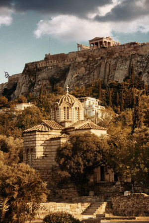 Ancient Agora and Acropolis in Athens, Greeceの写真素材