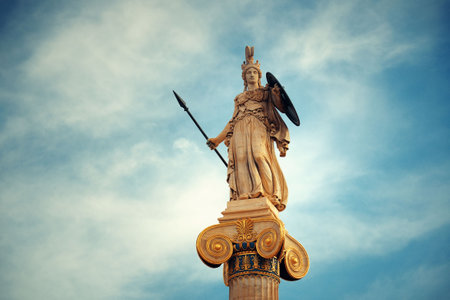Athena statue in Athens, Greece.の写真素材