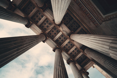 A closeup view of architecture in Athens, Greece.の写真素材