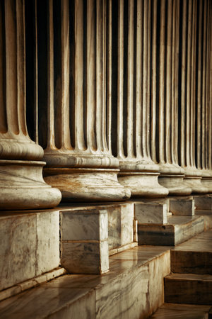 A closeup view of architecture in Athens, Greece.の写真素材