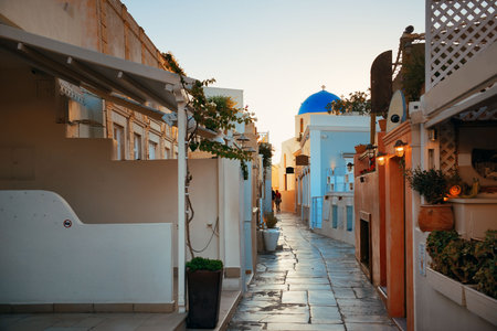Santorini island street view in Greece.の写真素材