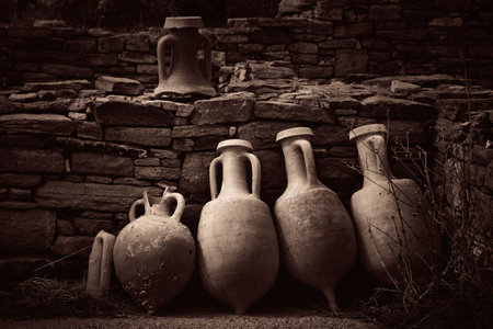 Historical Ruins in Delos Island near Mikonos, Greece.の写真素材