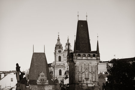 Prague city view with historical buildings in Czech Republicの写真素材