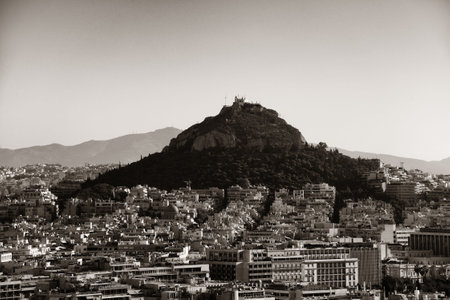 Athens cityscape with Mt Lykavitos viewed from above, Greece.の写真素材
