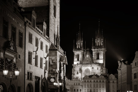 Church of Our Lady before TÃ½n in Old Town Square in Prague Czech Republicの写真素材