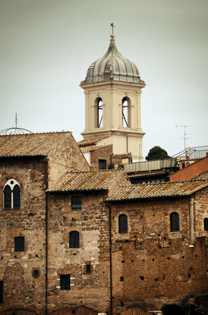 Rome Forum with ruins of historical buildings. Italy.の写真素材