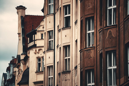 Prague skyline rooftop view with historical buildings in Czech Republic.の写真素材