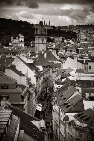 Prague skyline rooftop view with historical buildings in Czech Republic.の写真素材