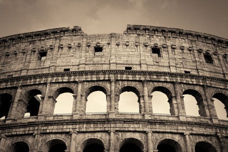 Colosseum closeup view, the world known landmark and the symbol of Rome, Italy.の写真素材
