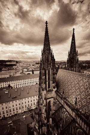 Prague Castle with Saint Vitus Cathedral in Czech Republic.の写真素材